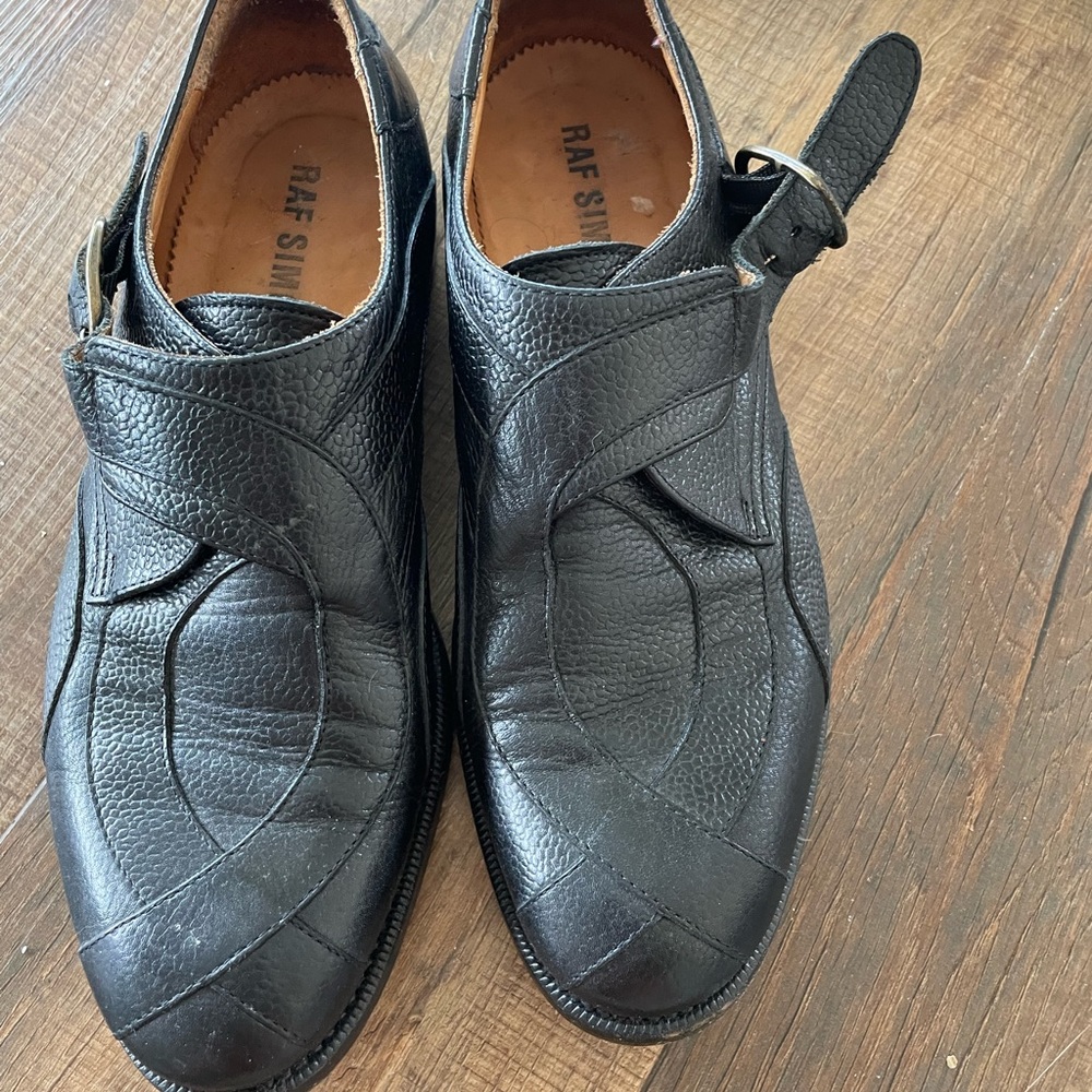 Mens RAF SIMONS side buckle shoes black